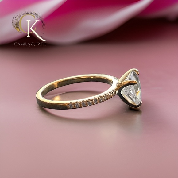 Trillion Lab Diamond Engagement Ring - Picture 3 of 4